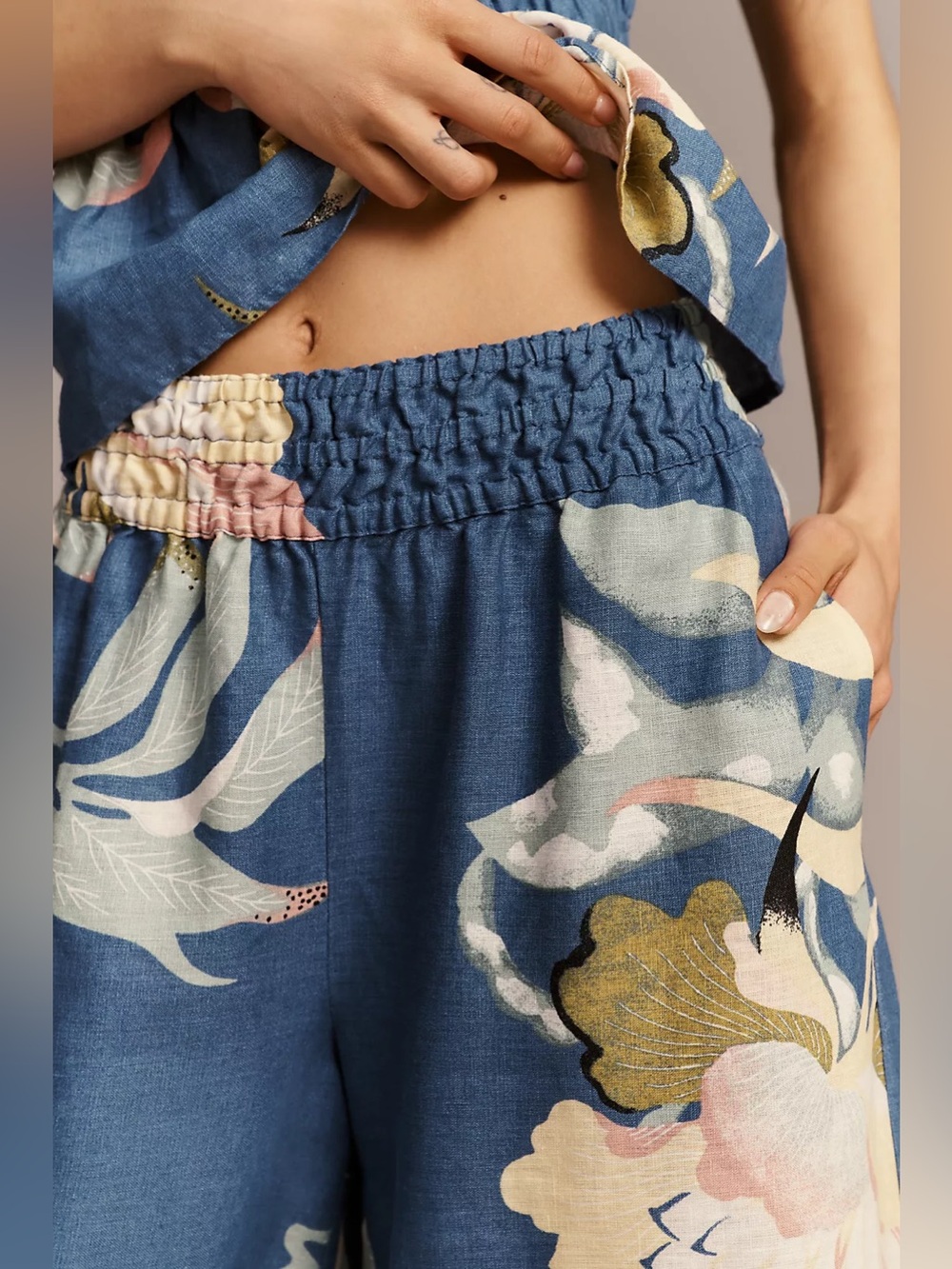 NWT Anthropology Somerset Printed-Linen Pull-On Pants - Picture 3 of 4